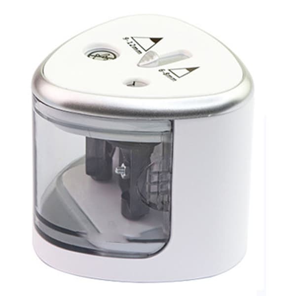 Electric Dual-Hole Battery-Powered Pencil Sharpener Lightweight for Home School Office Silver