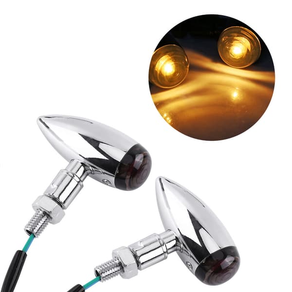 2 stk. motorcykel kugle rav LED blinklys indikator lys lampe sølv