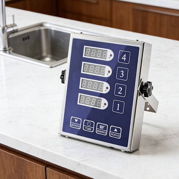 Restaurant 4-kanals påmindelsestimer digital restauranttimer EU-stik EU Plug
