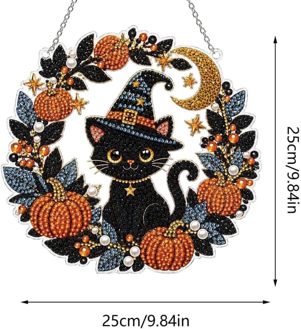 sett med edelstener, maling, Halloween, katt, spøkelse, dekorasjon, glitrende, flat svart - Schwarz