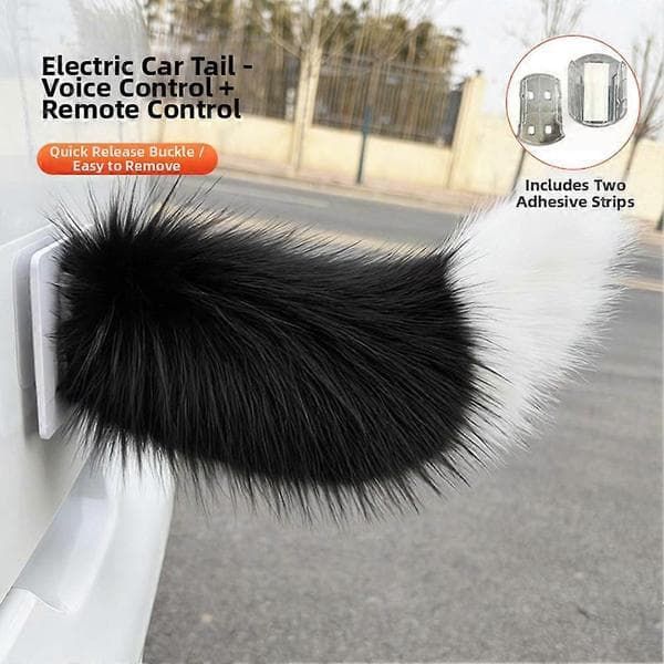 Remote Control Fluffy Tail Car Decoration - Cute Waving Animal Tail Accessory for Cosplay & Fun Car Styling