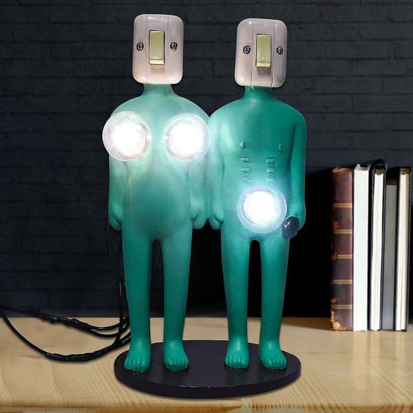 Kropslampe i harpiks, sjov bordlampe, USB-interface, boligindretning