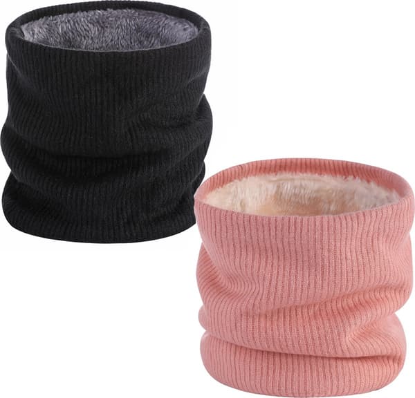 Strikket halsvarmer, pink og sort, 2 dele, til camping og cykling, unisex