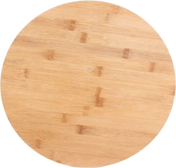 Rund Roterande Bricka Roterande Fat Bambu Trä Beige D35 x H2.5 cm