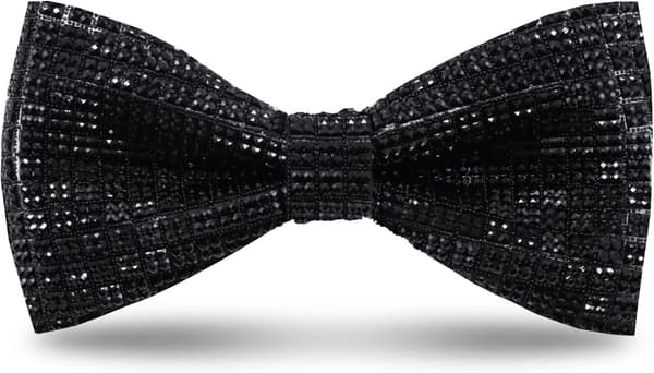 Paljettflugor för män med strass, glittrande svart rutigt - Black Plaid