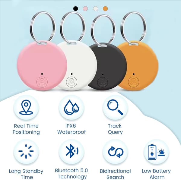Mini nyckelhittare, för bagage/plånböcker/barn/husdjur, anti-förlust spårenheter kompatibla med Android och iOS, 4-pack
