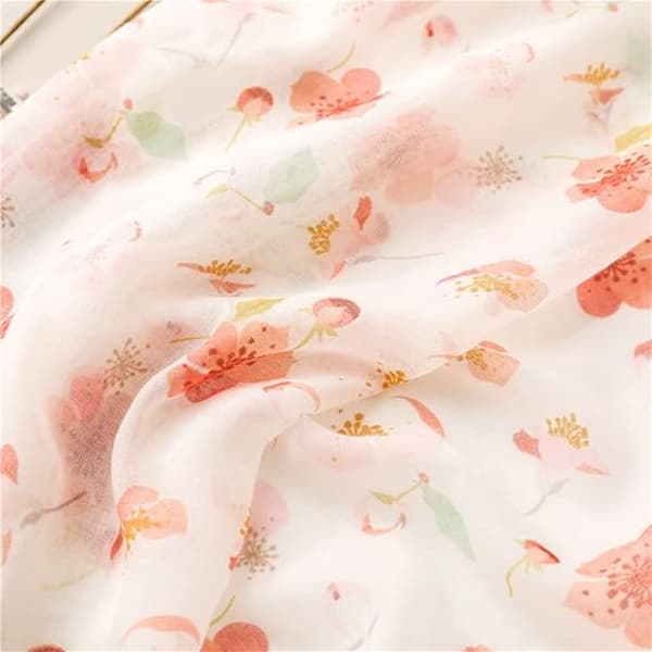 Damscarf, stor oversized blommönstrad scarf med fransar, lämplig för vår, sommar, höst och vinter