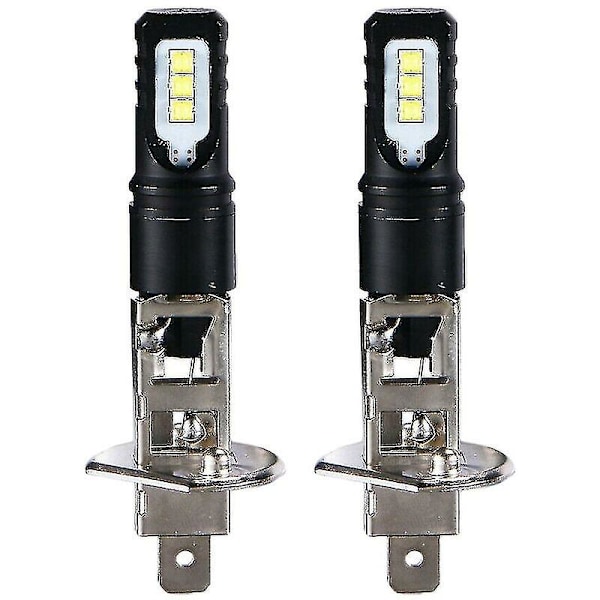 2x H1 6000k Super Lysende Hvid 6000lm DRL LED-Forlygtesæt Fjernlys