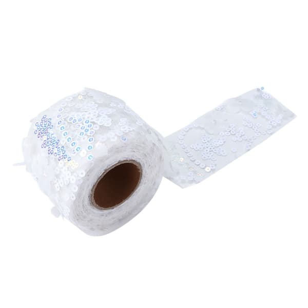 Tyullstoff DIY Håndverk Slitasjemotstand Liten Blits Bærbar Polyester Paljett Tyullrull 6cm Hvit