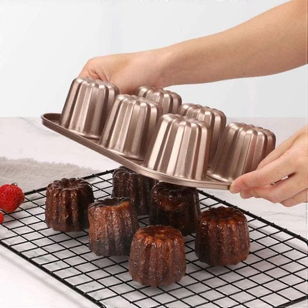 Caneléforme, Bageform i Kulstofstål, Non-stick, Bage- og Køkkenredskaber, Franske Kager, Custardkageform (6-hulrum)