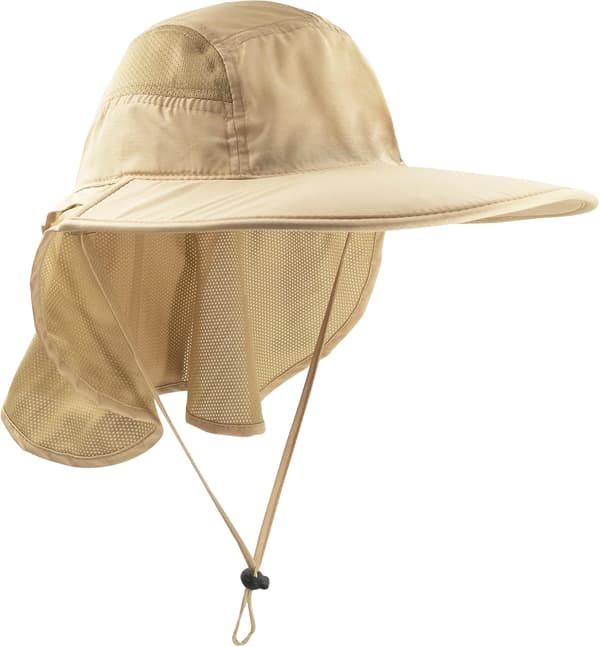 Safarihatt/caps solhatt for kvinner menn UV-beskyttelse med 12 cm bred brem nakkebeskyttelse