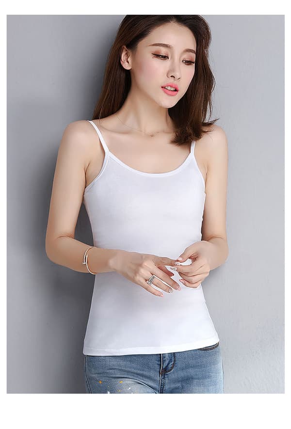 Vit (M) Liten Halterneck Vest Kvinner Sommer Ny Ensfarget Slim Fit