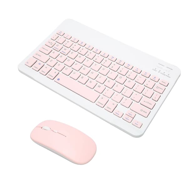 Trådløst tastatur og musesæt 10 tommer computertastatur og musekombination til tablet mobiltelefon computer pink