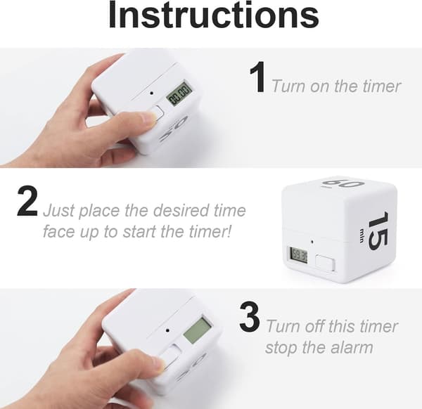 Rubiks Kubus Timer - Hvid, 1-3-5-10 minutter