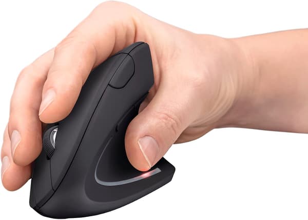 Trådløs mus, ergonomisk vertikal mus, 800-1600 DPI, 6 knapper, LED, forebyggelse af musearm og epikondylitis, til højrehåndede, PC, computere