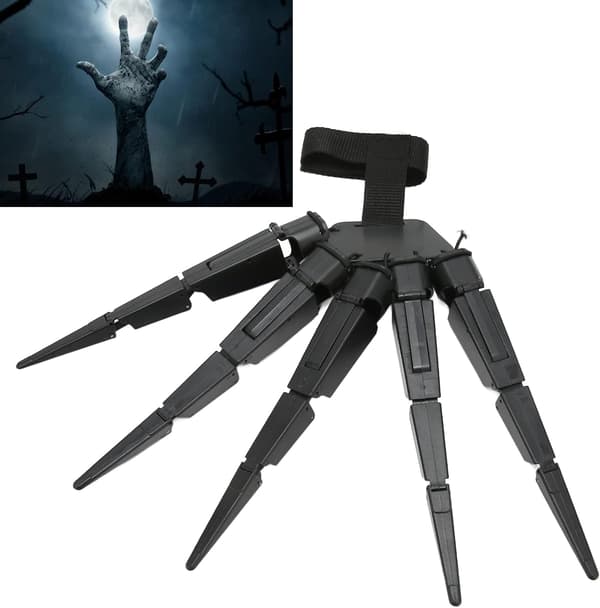 Halloween Articulated Finger Extensions, 3D Printed Scary Skeleton Hands Bone Claw Hand Party Horror Props Decoration, Fits All (Left Hand)