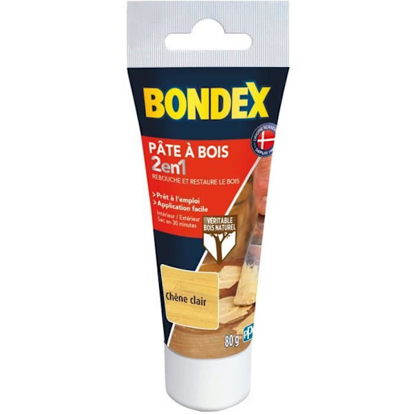 2-i-1 træspartel - BONDEX - Lys eg - 80 gr