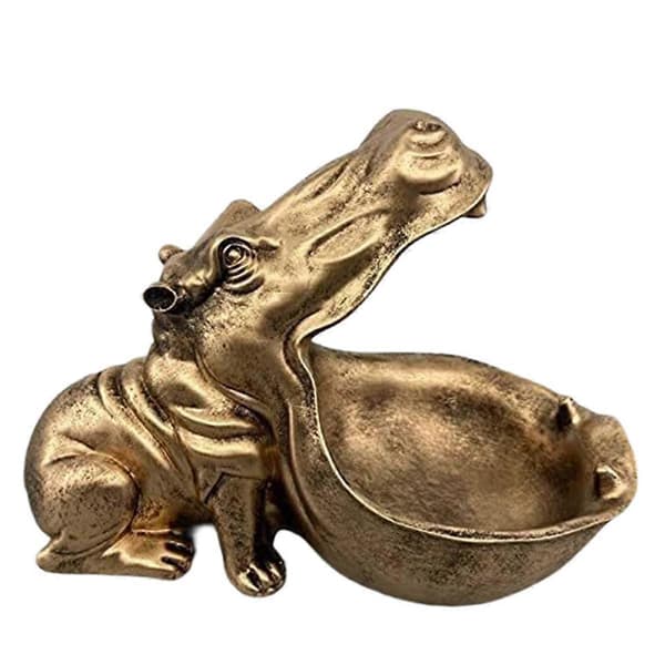 Hippo Statue Home Resin Hippo Figurine Funny Candy Dish, Key Bowl, Big Mouth Sculpture Table Art Decoration B