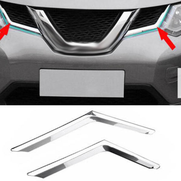 2 stk. krom frontgrill dæk trim lys hovedgrill til Rogue T32 2014 2015 2016