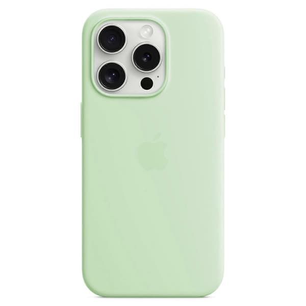 iPhone 15 Pro Max Silikondeksel med Magnetisk Telefonholder Kompatibelt med MagSafe - Mintgrønn