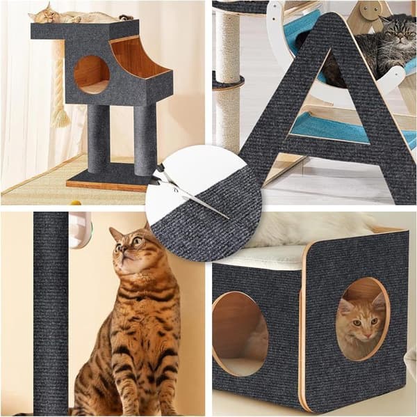 Selvklebende Klorematte for Katter, Klorebrett for Klatrende Katter, DIY Klippbart Klorebrett for Katter, Beskytter Møbler og Sofa