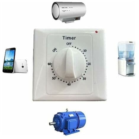 Kraftig pumpe-timer, AC 220V, elektronisk styring, mekanisk nedtællingstimer, stikprop, tidsafbryder - 60 min