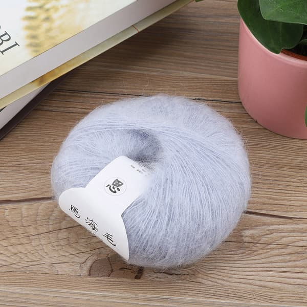 Mykt mohair strikkegarn DIY sjal skjerf hekletråd tilbehør (grå)
