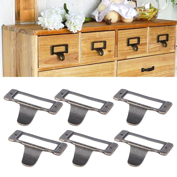 6PCS Bronze Label Handle Filename Card Holder Medicine Cabinet Handle