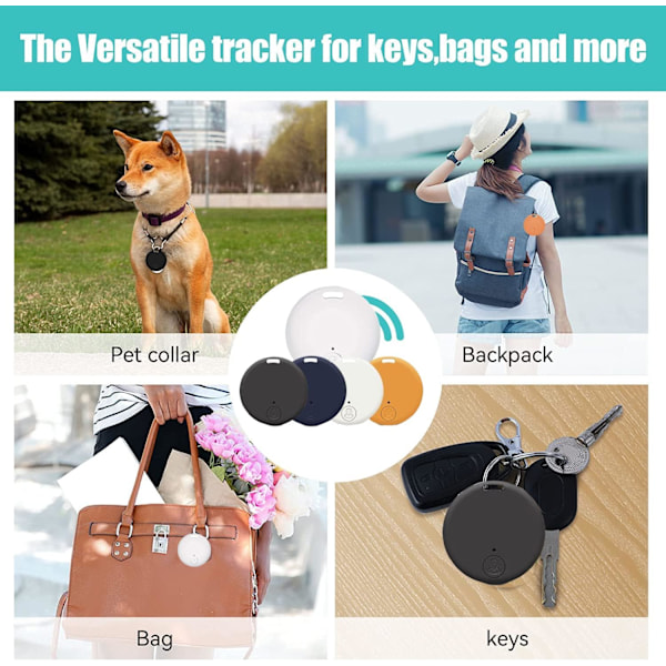 Avaimenperä Smart Bluetooth Tracker, Anti-Lost Avaimenperä Paikannin Tavaran Etsijä Smart Tag Androidille ja iOS:lle (4 kpl)