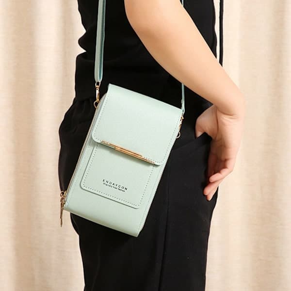 RFID Læder Taske Touchscreen Telefontaske Crossbody Dame Taske Grøn Grøn Green