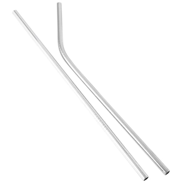 100 stk. metalsugerør, genanvendelige 304 rustfrit stål drikkerør 215 mm x 6 mm bøjede sugerør