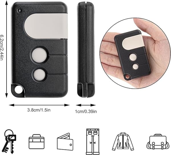 Garage Door Remote Control Compatible with Chamberlain LiftMaster MotorLift 433.92MHz 3-Channel Replacement 2-Pack Black