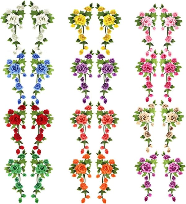 24 st broderade lappar rosor blommor strykjärnslappar applikationer