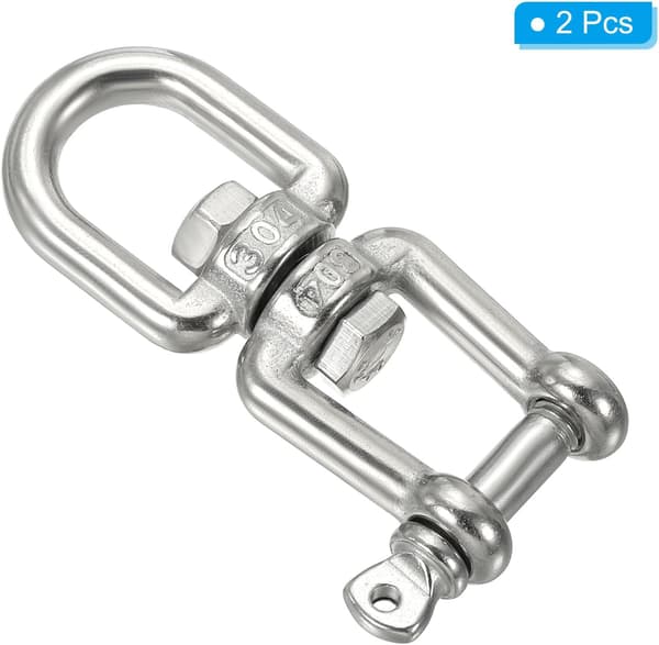 2 stk Rustfritt Stål Svingring Takfeste Rustfritt Stål Svingkontakt Kraftig Krok 304 Rustfritt Stål Hengekøye (M5)