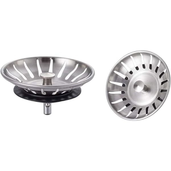 2-delt vaskeprop i rustfrit stål - Universal si (diameter: 78 mm), vaskeprop med 18 riller, anti-tilstopningsgitter, hurtig dræning