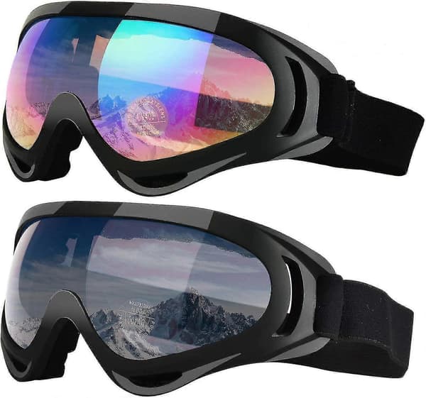 Skibriller, 2-pakning Ski- og Snowboardbriller for Barn Menn Kvinner -Sy