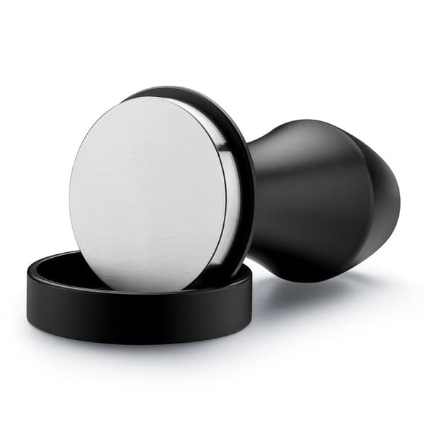 Coffee Tamper 53.3mm - Spring Tamper - Barista Espresso Tamper with 15lb/25lb/30lb Interchangeable Spring - Flat Base, Black