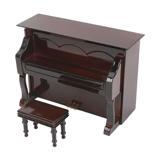 Træminiatureklaver, minimusikinstrumentmodel, børnegave, boligindretning, brun