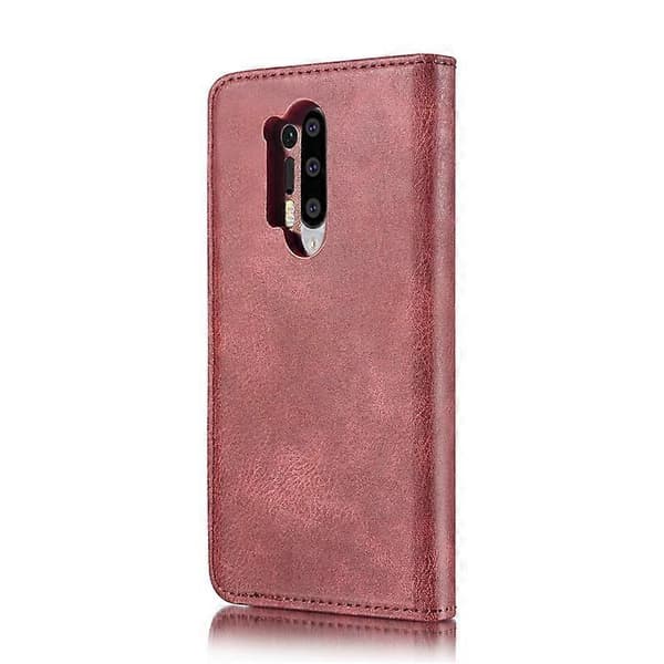 DG.MING Telefondeksel Avtakbart 2-i-1 Delt Lær Lommebokdeksel + PC Bakside Kompatibelt For OnePlus 8 Pro [DB] Rød Red