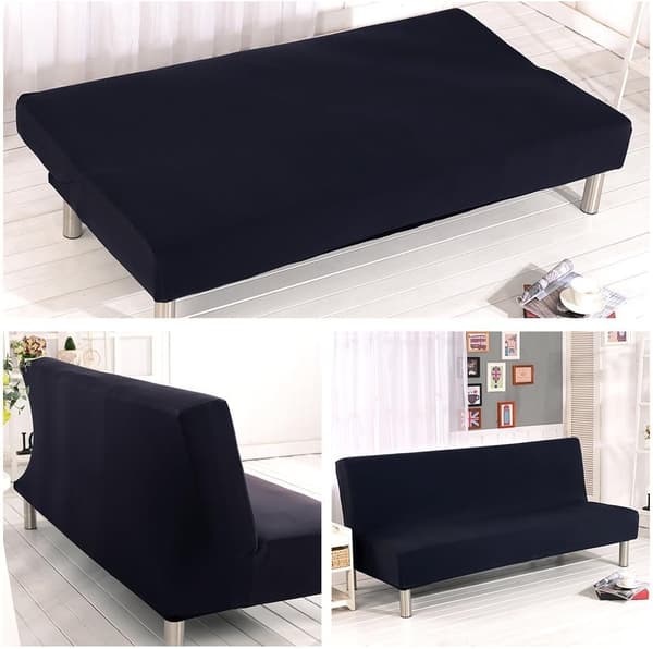 Elastisk Clac-trekk 3-seters sofa, ensfarget teppe til stuen, svart