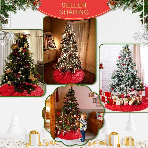 Juletrematte 122 cm rød juletrematte med paljetter