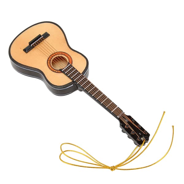 Gitarrmodell Naturtrogen Dekorativ Tre Miniatyr Gitarprydnad for Juletre Stue Studierom