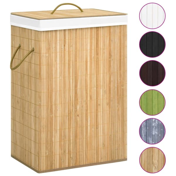 vidaXL Tvättkorg bambu med 2 sektioner 72 L Brun Brown Brun