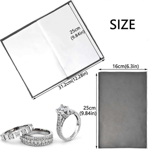 4 st Smyckesputsduk Stor 25 x 30 cm för Sterling Silver, Guld, Diamant, Platina, Ädelstenar, Mynt (Mörkgrå)