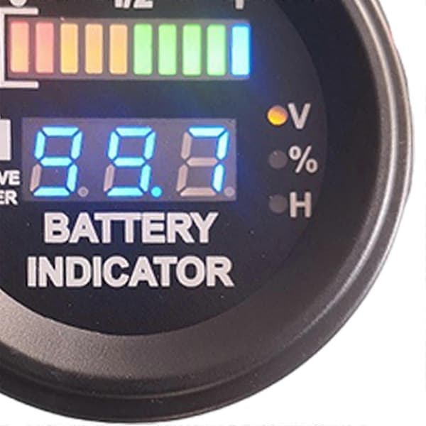 Rund LED Digital Batterimåler Afladningsindikator Timetæller Ladestatus