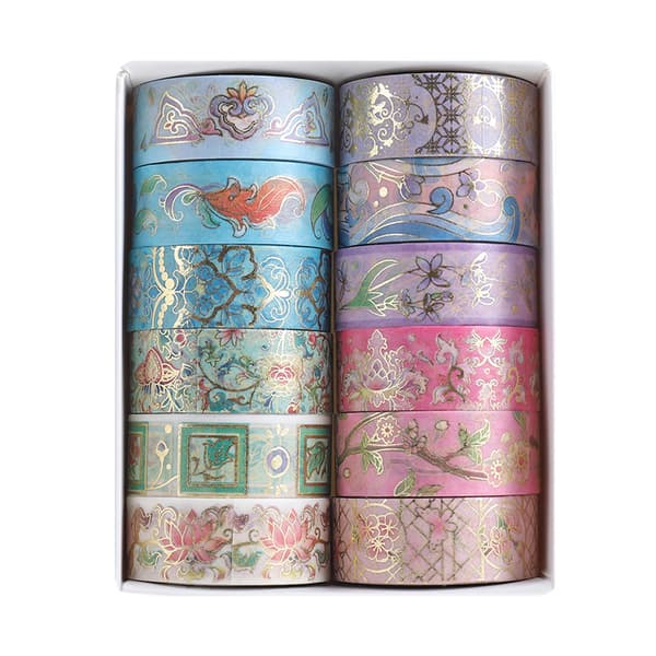12 ruller Fanhua-serie teipsett, dekorativ maskeringsteip Pastel s
