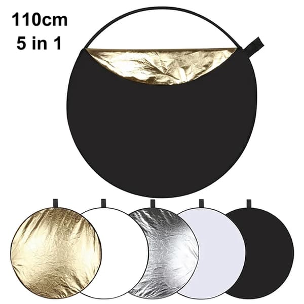 Fotografisk reflektor 110 cm guld/silver/vit/svart/mjuk, 5-i-1 hopfällbar