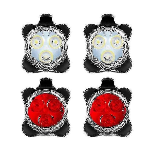 4-pack USB Ladattava Pyöränvalo Set Edessä ja Takana LED Pyörä L...[HsSs]