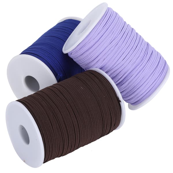 Elastic Band Flat Sewing String DIY Sleeve Mask Making High Elastic 100 Yard Roll (Blue Brown Purple)