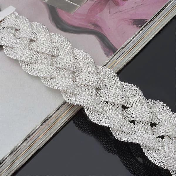 Nye modesmykker 925 Sterling Sølv Mesh Vævet Kædearmbånd til kvinder gave Sølv Silver